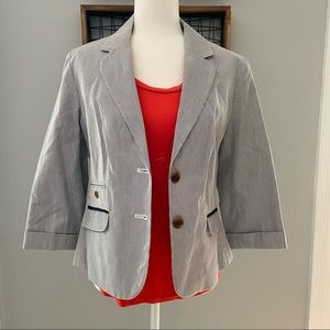 GEORGE ME Designs By Mark Eisen Navy Sail Seersucker Jacket - Size 10 NWOT